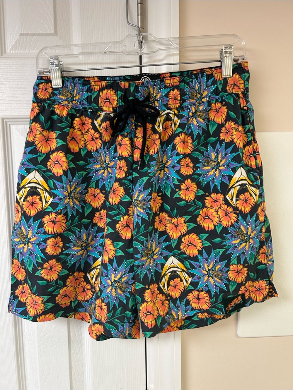 Aquaman DC Warner Bros. Floral Hawaiian Swim Trunks